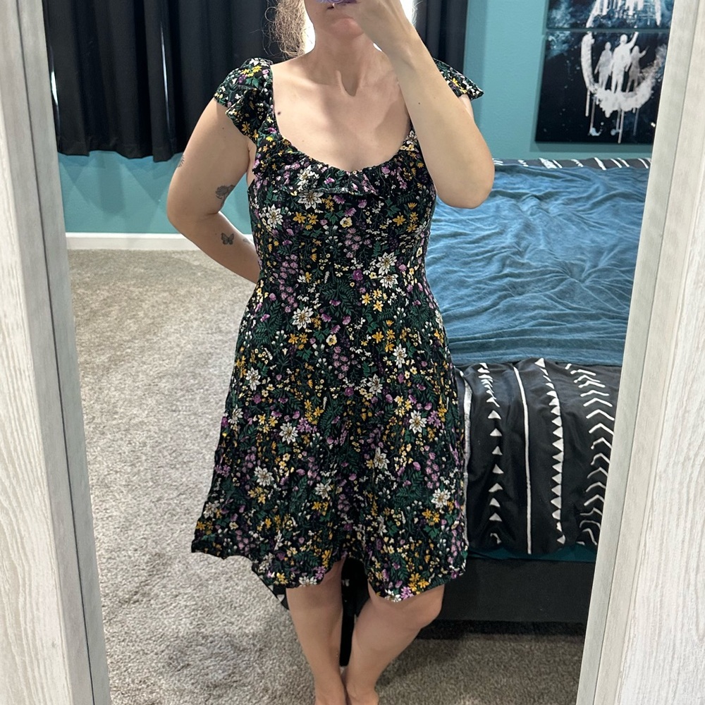Old Navy Black and White Ruffled Tiered Mini Sundress